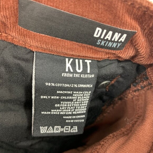 Kut from the Kloth Pants Diana Skinny Corduroy Brown Relaxed Fit - Picture 10 of 10